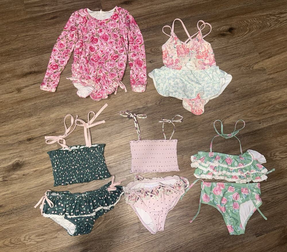Sweet Honey Girls Swimsuit Lot of 5 2T 3T 4T Bikinis Skirt Set Patterned Floral